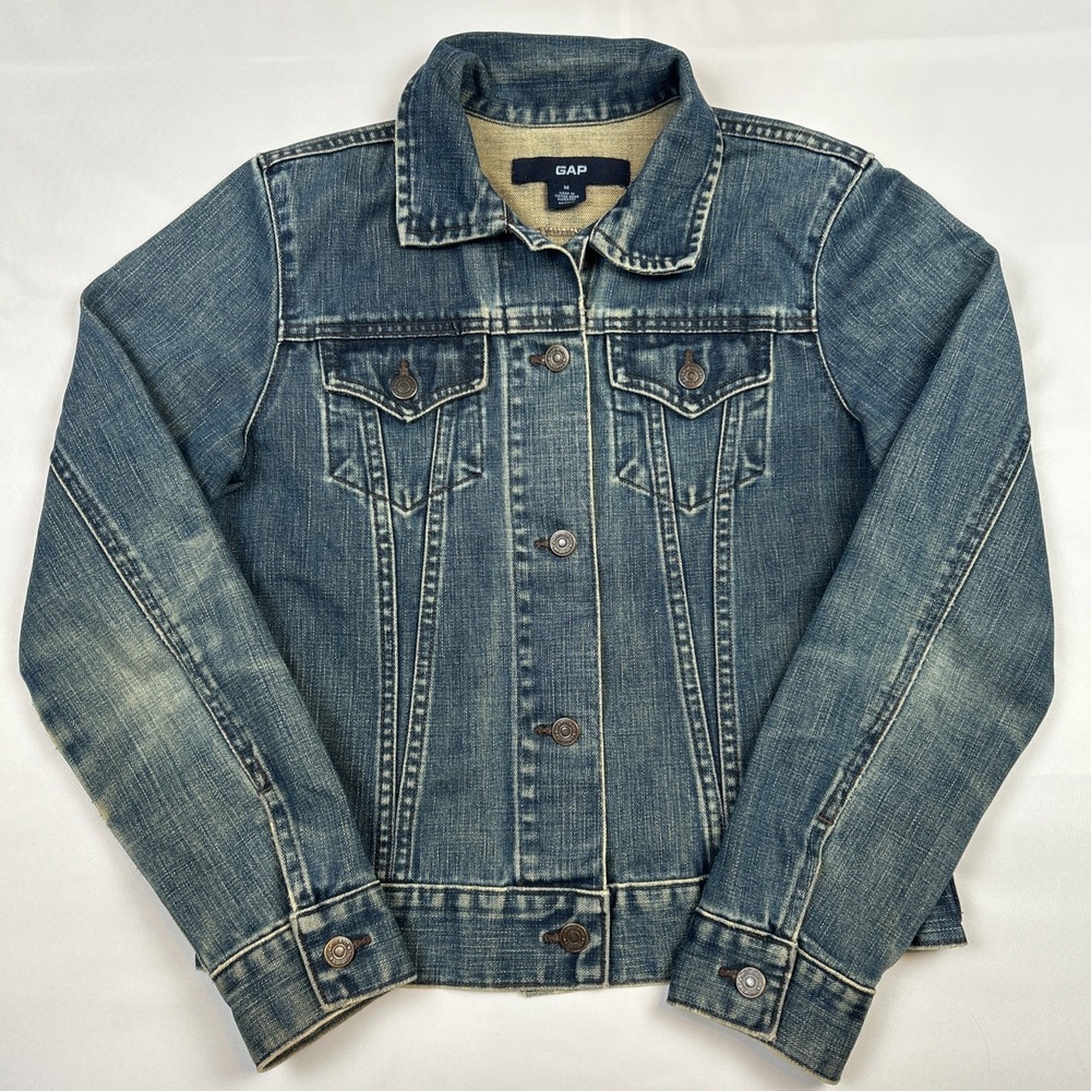 Vintage GAP Trucker Jacket Women's Size Medium Blue Denim Y2K Type 3 Jean Coat